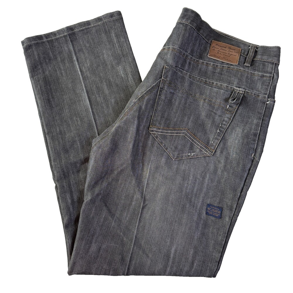 VTG Phat Farm Y2K Gray Denim Jeans 40x32 Baggy Hip Hop Streetwear Embroidered